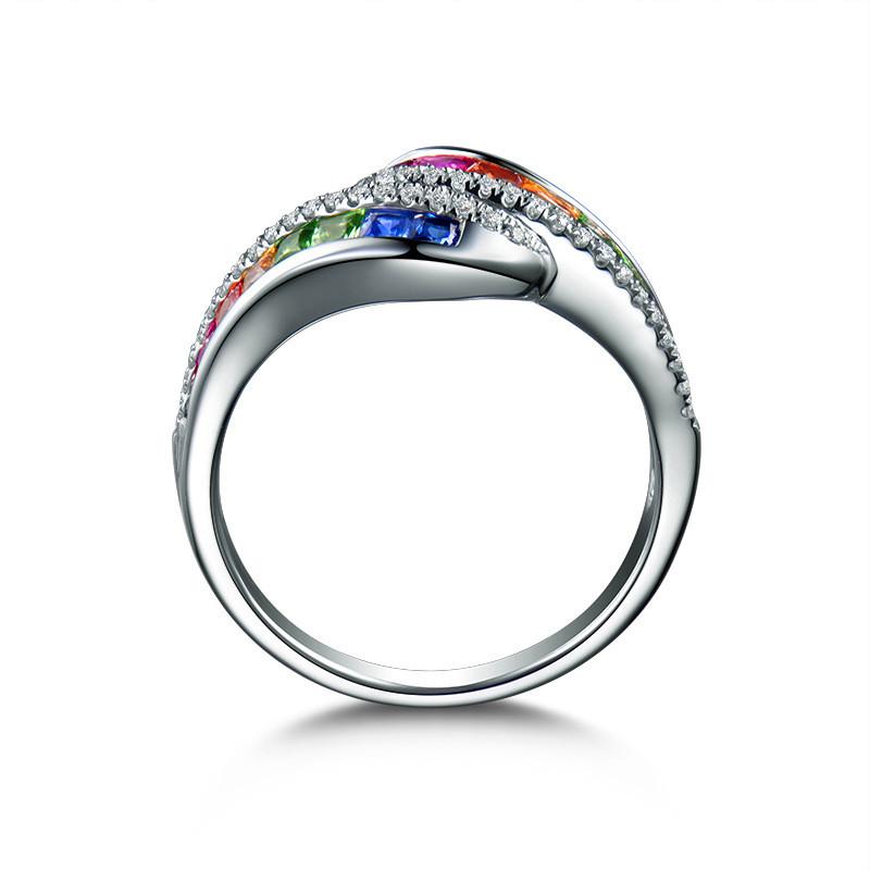 Rainbow Crystal Charms Ring - Floral Fawna