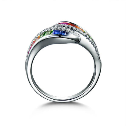 Rainbow Crystal Charms Ring - Floral Fawna