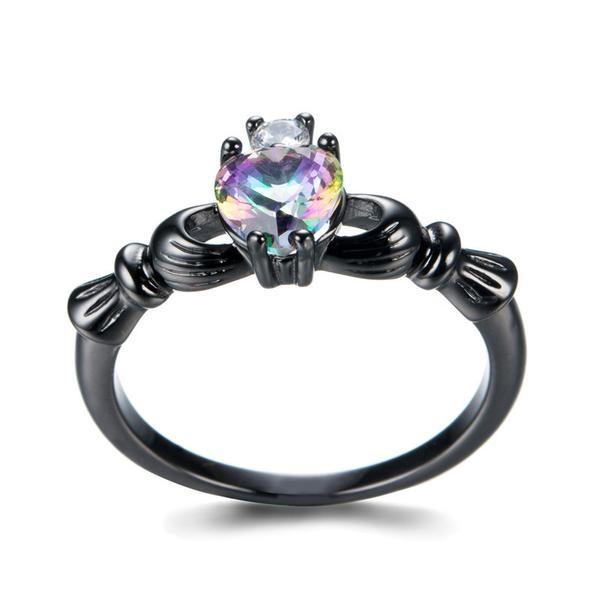 Rainbow Heart Claddagh Ring - Floral Fawna