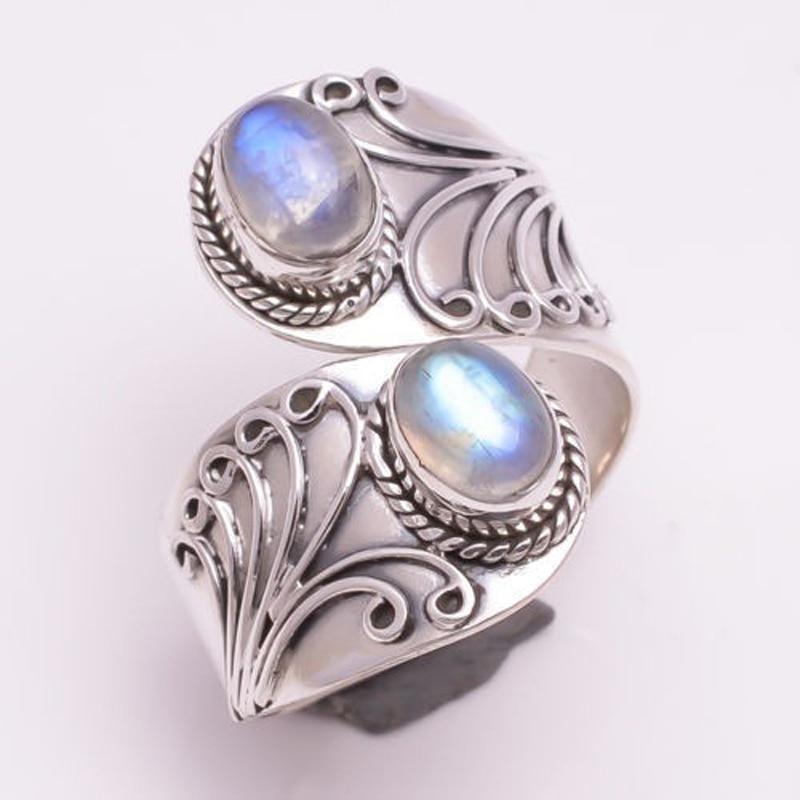 Sterling Silver Moonstone Ring - Floral Fawna