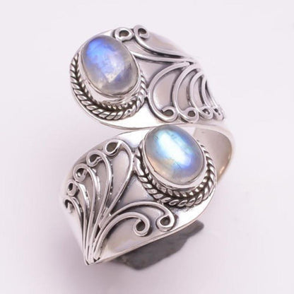 Sterling Silver Moonstone Ring - Floral Fawna