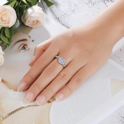 Romantic Moonstone Silver Ring - Floral Fawna