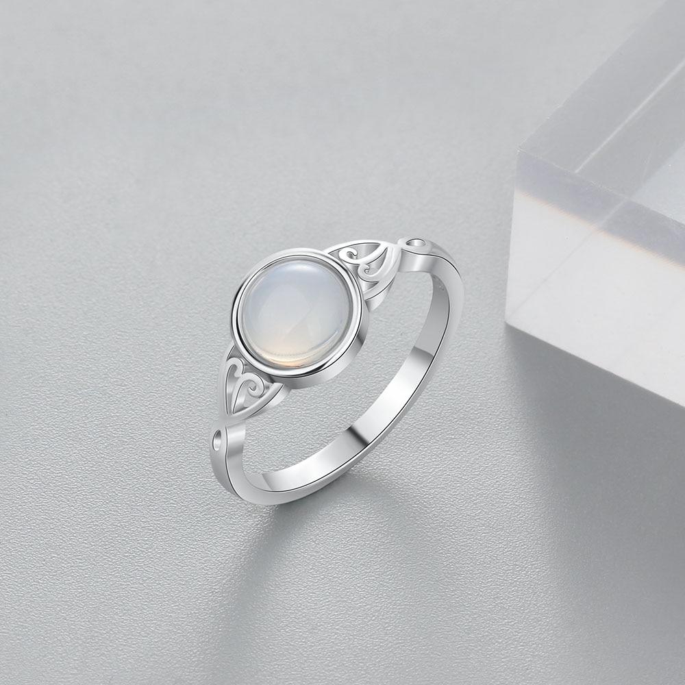 Romantic Moonstone Silver Ring - Floral Fawna