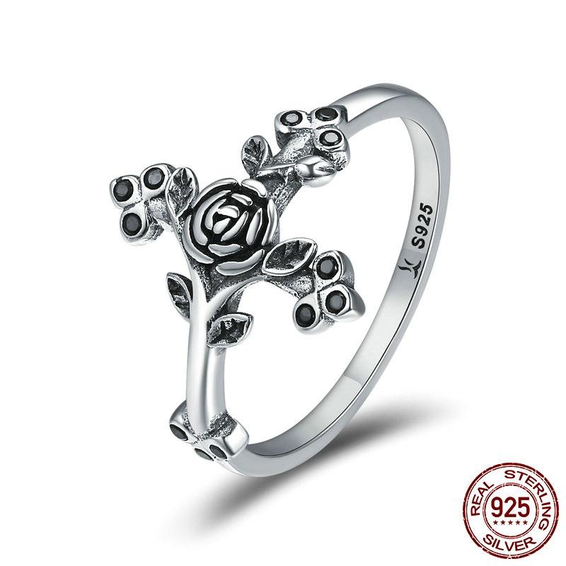 Rose Cross Sterling Silver Ring - Floral Fawna