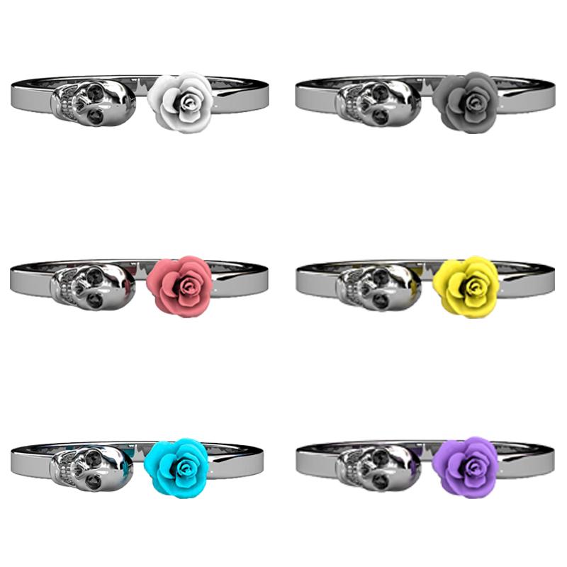 Skull Rose Stainless Steel Ring - Floral Fawna