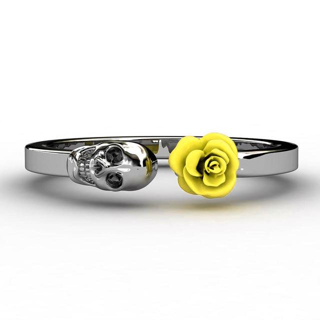 Skull Rose Stainless Steel Ring - Floral Fawna