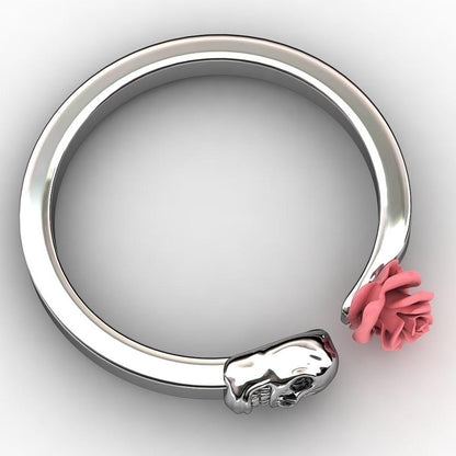 Skull Rose Stainless Steel Ring - Floral Fawna