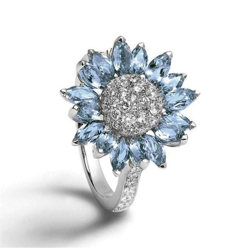 Sky Blue Sunflower Ring - Floral Fawna