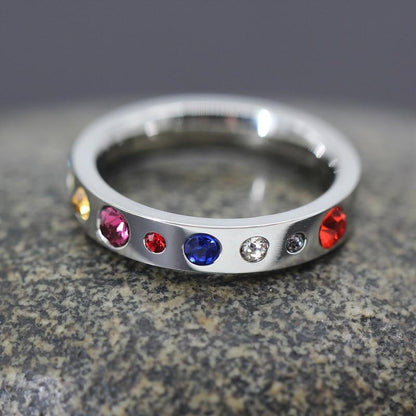 Solar System Titanium Steel Ring - Floral Fawna