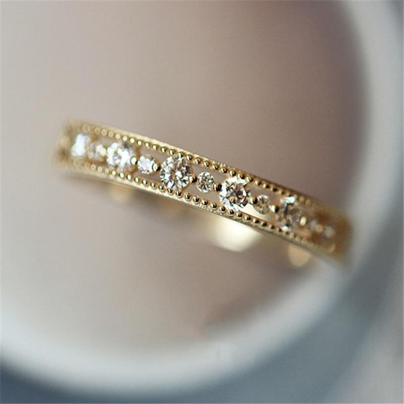 Sparkling Minimalist Crystal Ring - Floral Fawna