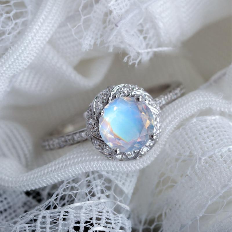 Sparkling Moonstone Ring - Floral Fawna