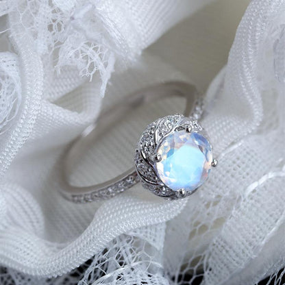 Sparkling Moonstone Ring - Floral Fawna