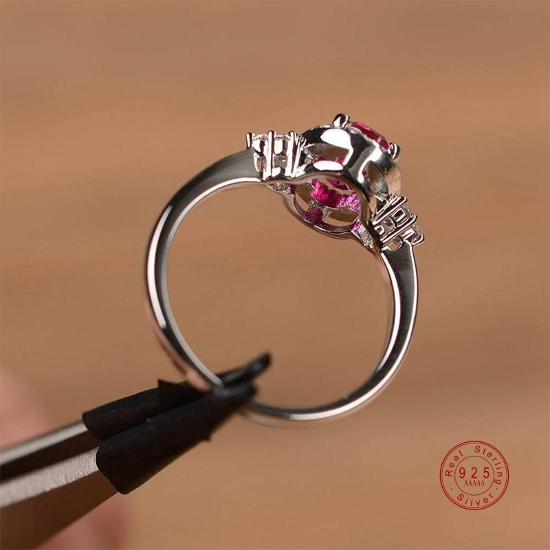 Sparkling Red Crystal Silver Ring - Floral Fawna