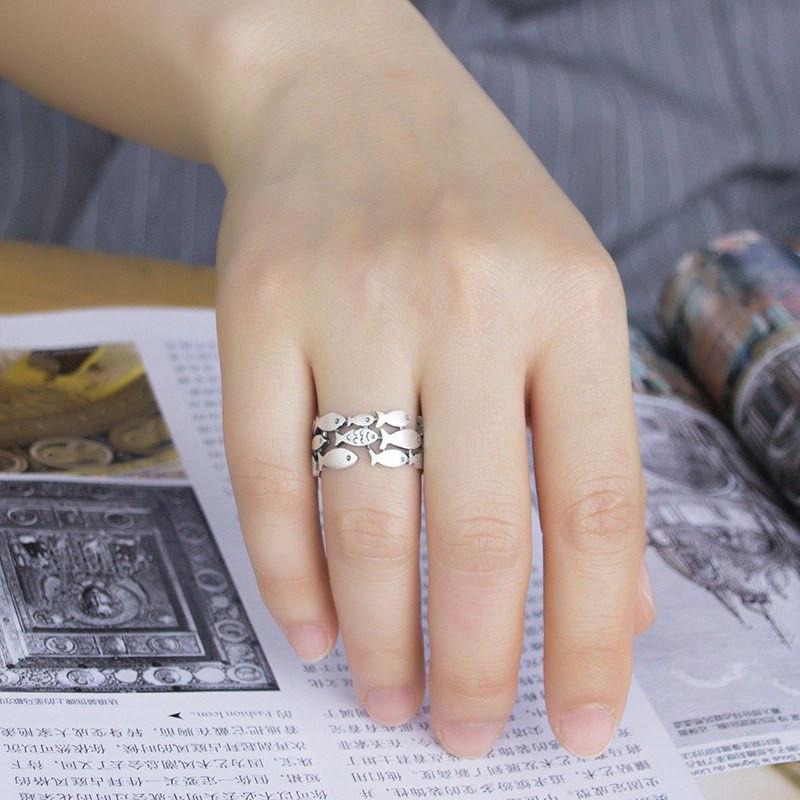 Sterling Silver Fish Ring - Floral Fawna