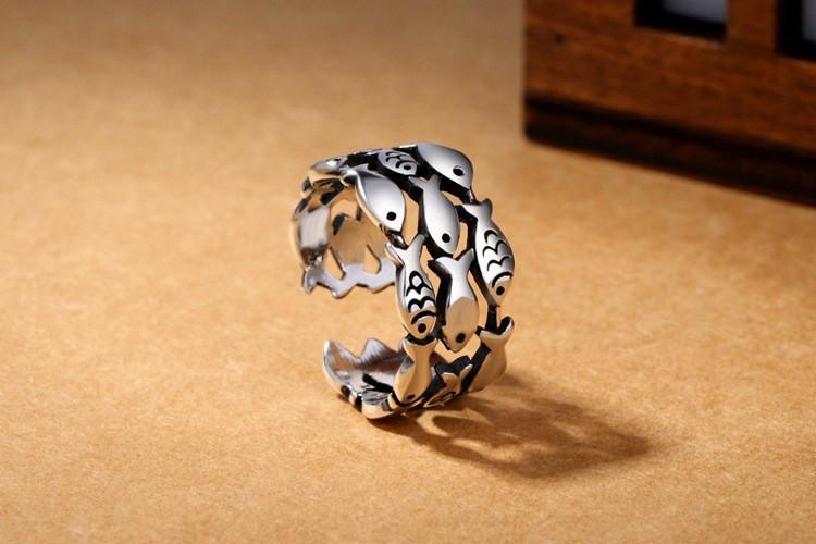 Sterling Silver Fish Ring - Floral Fawna