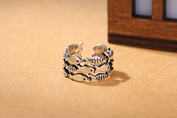 Sterling Silver Fish Ring - Floral Fawna