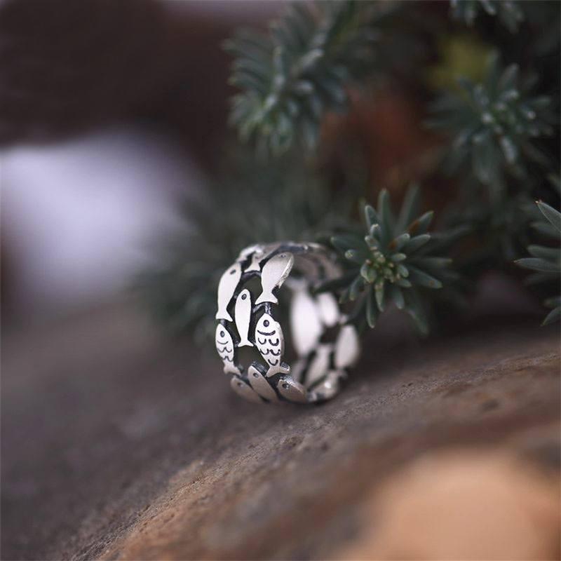 Sterling Silver Fish Ring - Floral Fawna