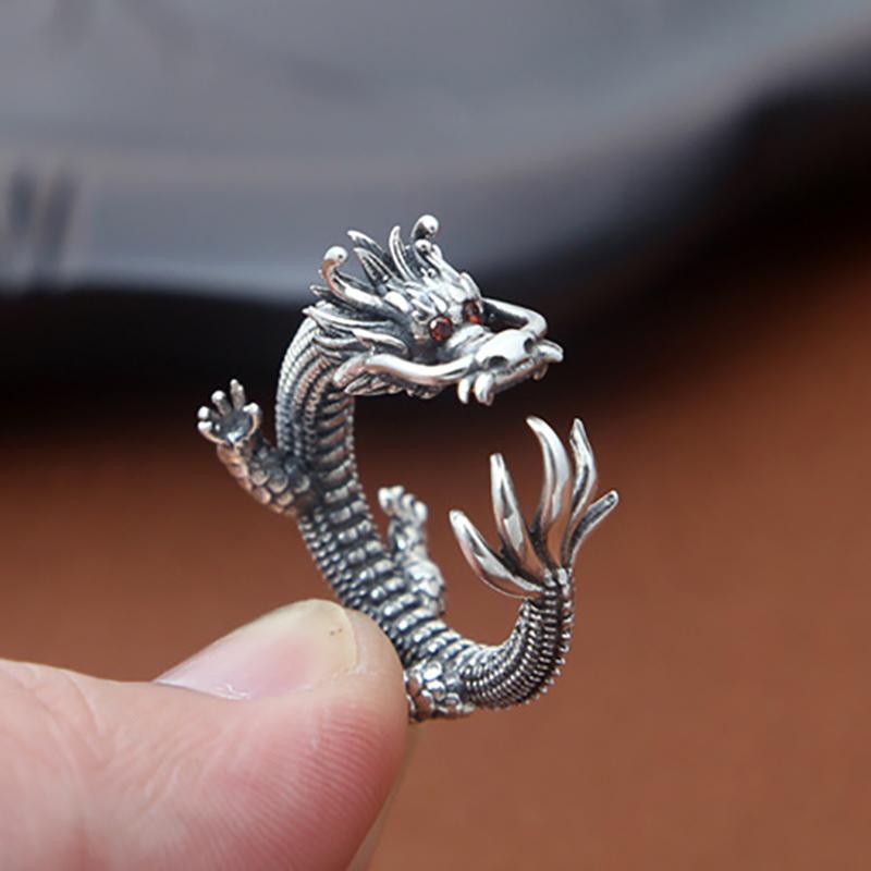 The Enchanted Thai Dragon Silver Ring - Floral Fawna