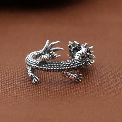 The Enchanted Thai Dragon Silver Ring - Floral Fawna