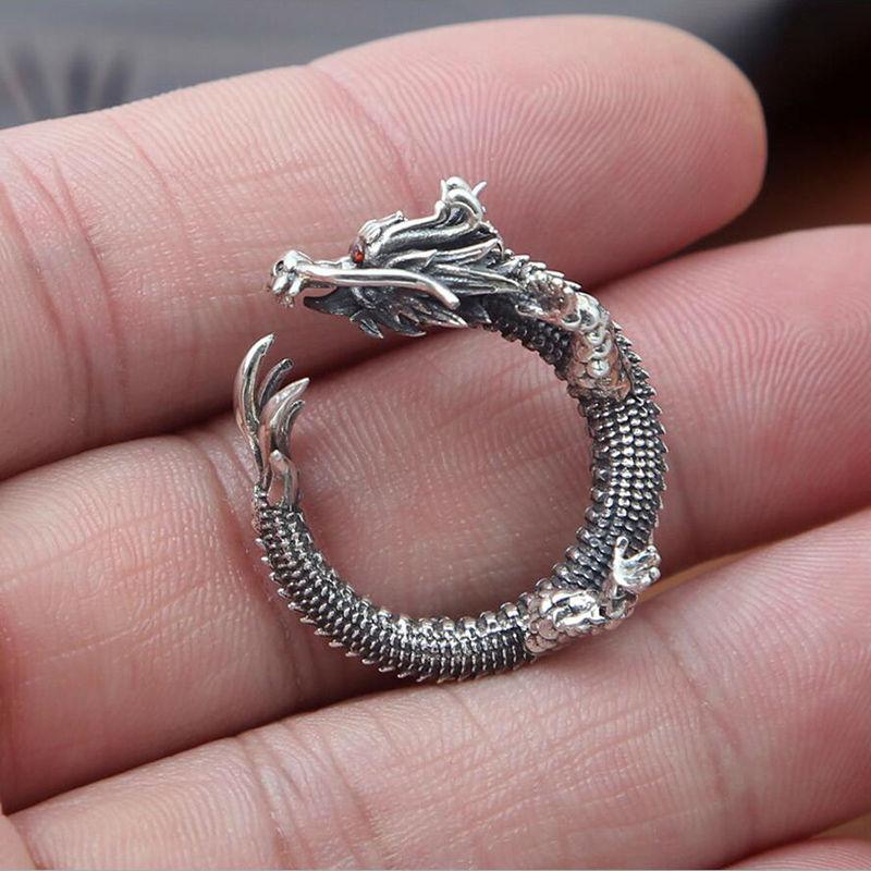 The Enchanted Thai Dragon Silver Ring - Floral Fawna