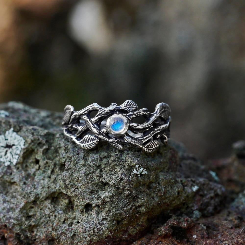 The Forest Goddess Moonstone Ring - Floral Fawna