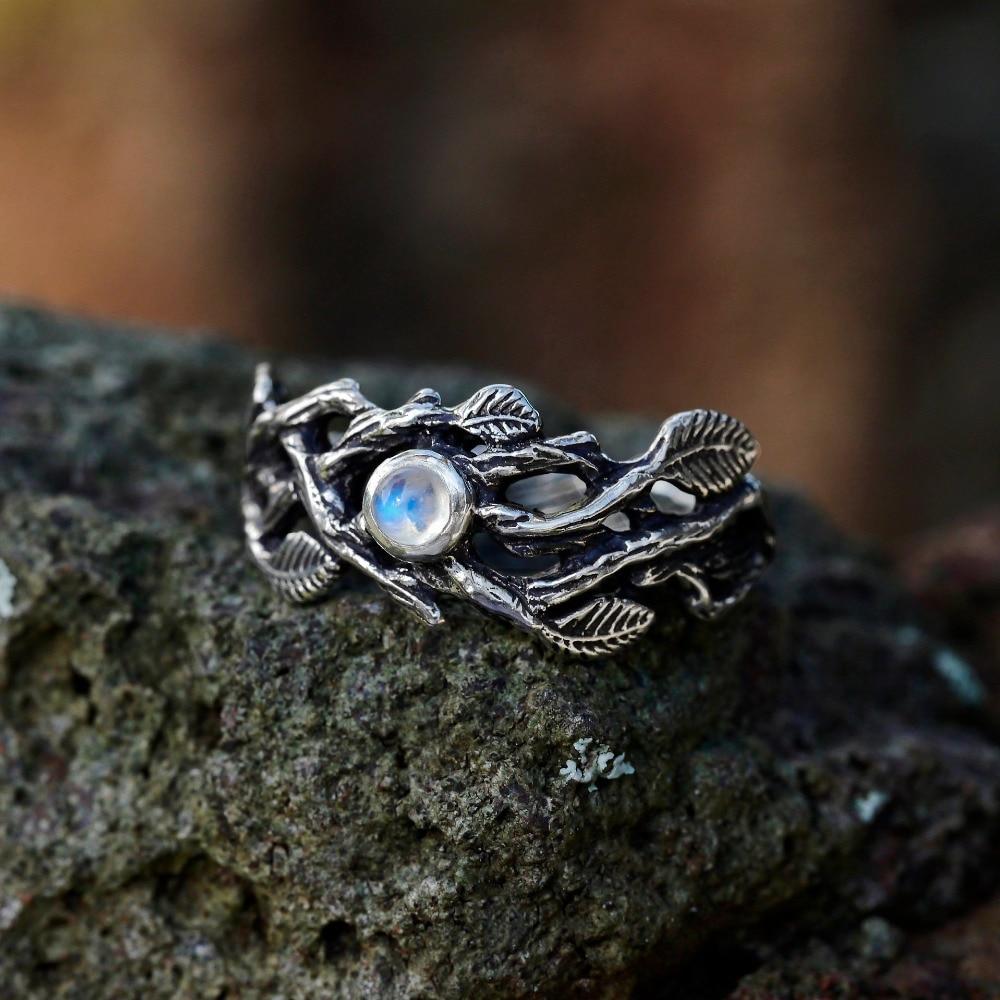 The Forest Goddess Moonstone Ring - Floral Fawna