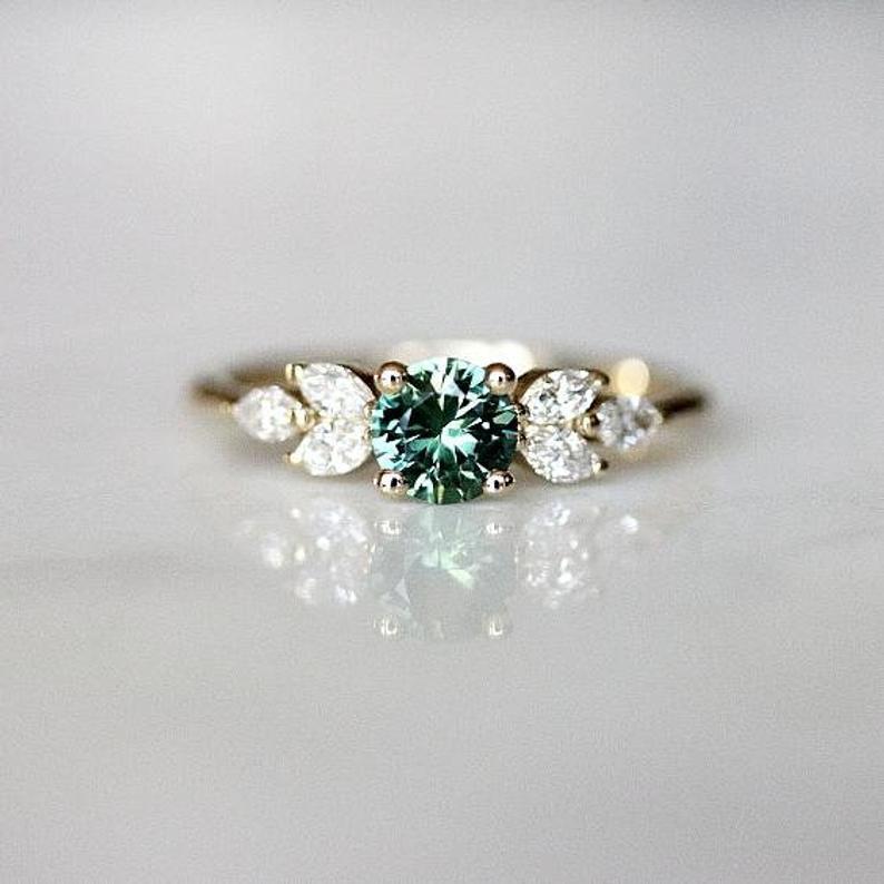 The Green Crystal Charmer Ring - Floral Fawna