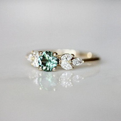 The Green Crystal Charmer Ring - Floral Fawna