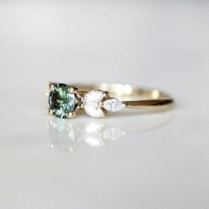 The Green Crystal Charmer Ring - Floral Fawna