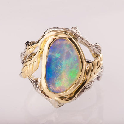 The Hidden Forest Opal Ring - Floral Fawna