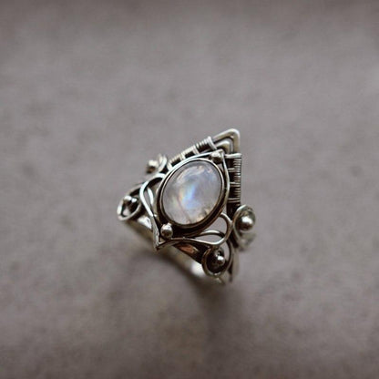 The Moonstone Enchantress Ring - Floral Fawna