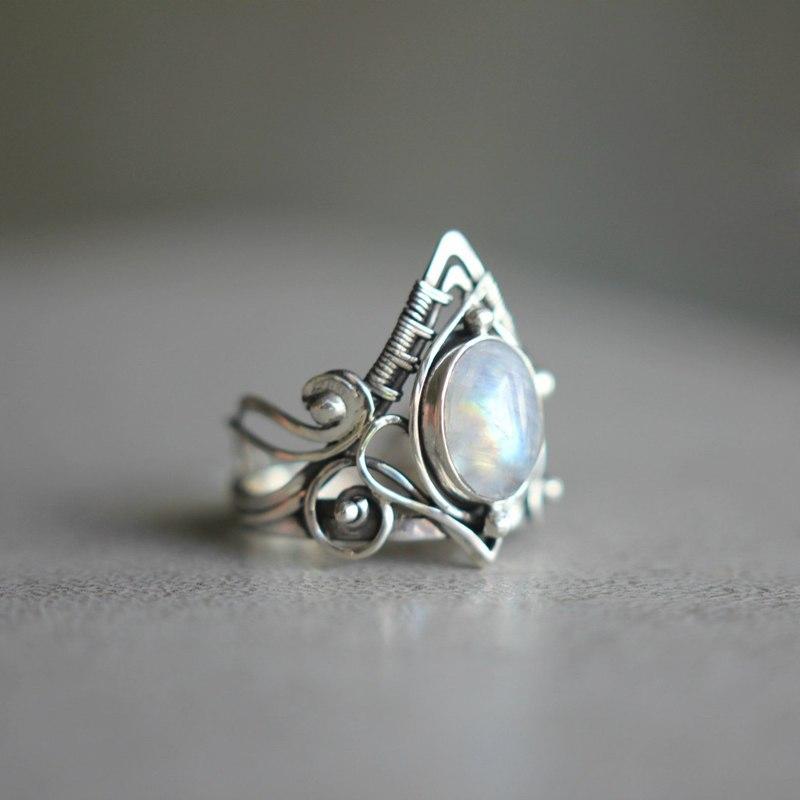 The Moonstone Enchantress Ring - Floral Fawna