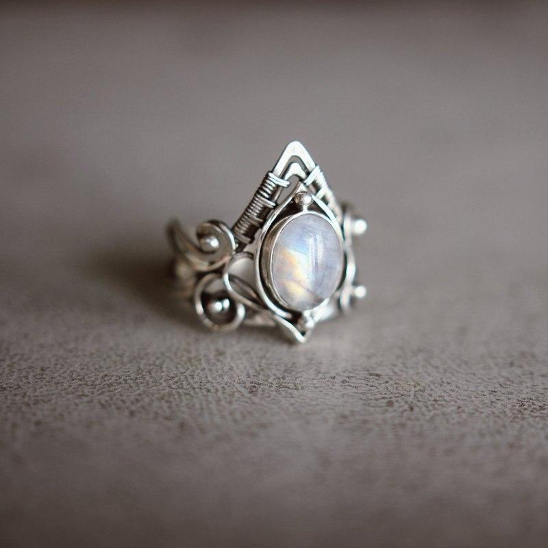 The Moonstone Enchantress Ring - Floral Fawna