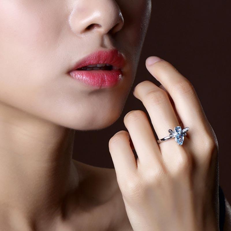 Topaz Dragonfly Silver Ring - Floral Fawna