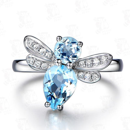 Topaz Dragonfly Silver Ring - Floral Fawna