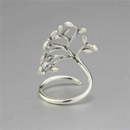 Tree Wrap Silver Ring - Floral Fawna