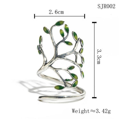 Tree Wrap Silver Ring - Floral Fawna