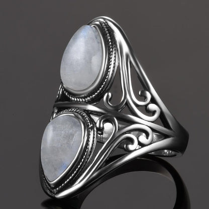 Victorian Goddess Moonstone Ring - Floral Fawna