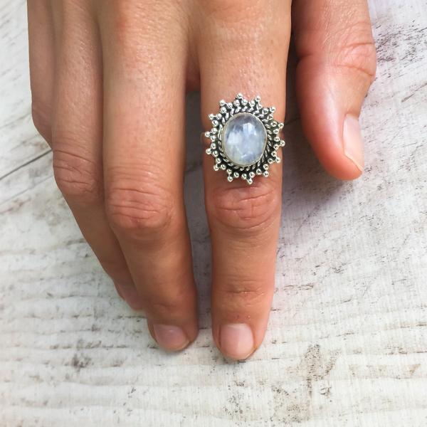 Victorian Inspired Moonstone Ring - Floral Fawna