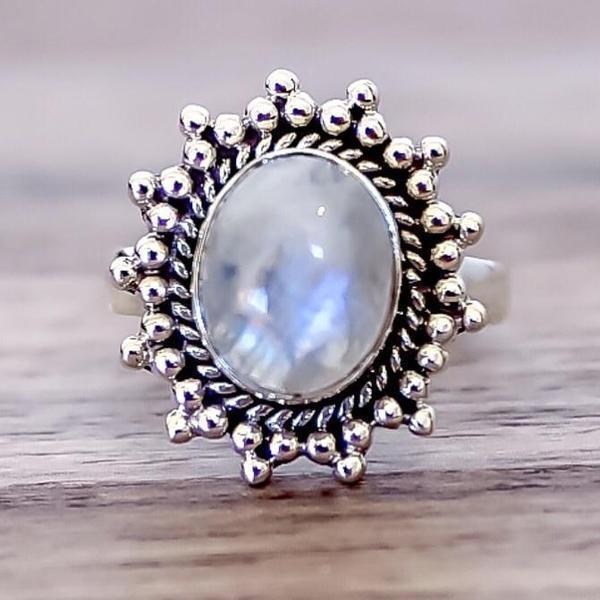 Victorian Inspired Moonstone Ring - Floral Fawna