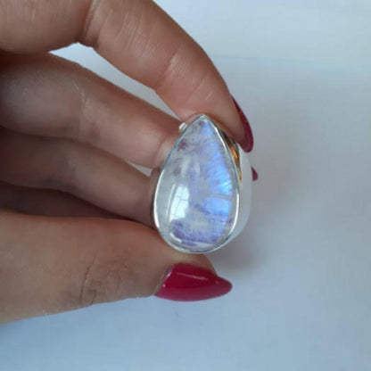 Water Drop Moonstone Ring - Floral Fawna