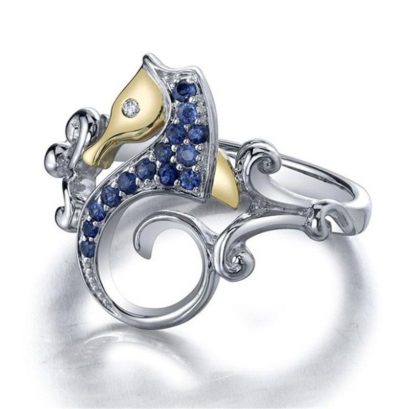 Whimsical Seahorse Crystal Ring - Floral Fawna