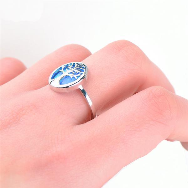 Silver Tree of Life Opal Ring - Floral Fawna