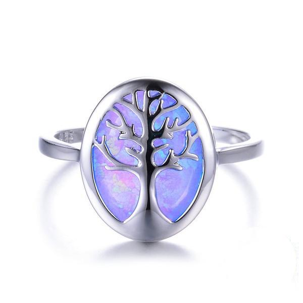 Silver Tree of Life Opal Ring - Floral Fawna