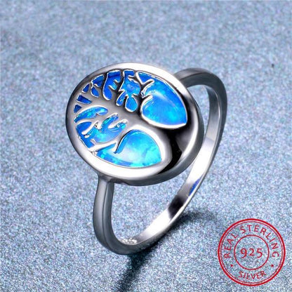 Silver Tree of Life Opal Ring - Floral Fawna