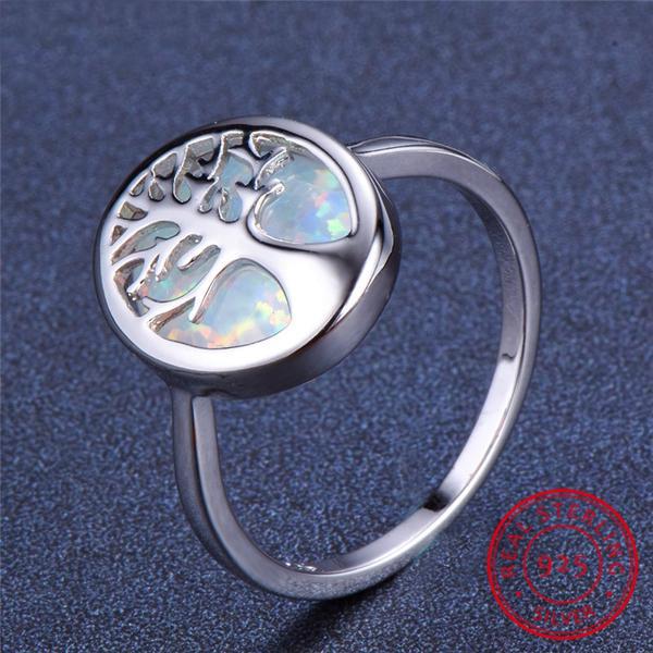 Silver Tree of Life Opal Ring - Floral Fawna