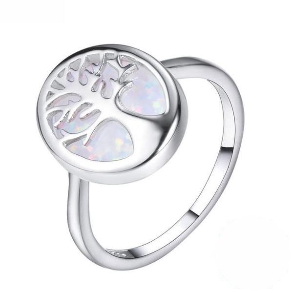 Silver Tree of Life Opal Ring - Floral Fawna