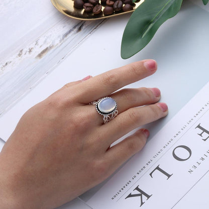 Tibetan Inspired Moonstone Ring - Floral Fawna