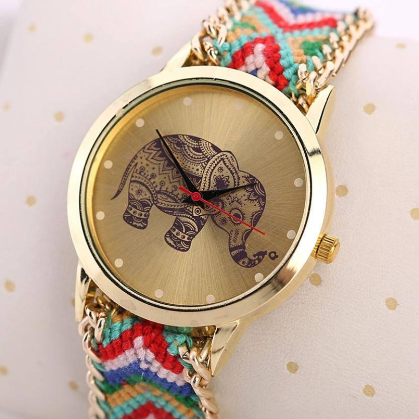 Boho Elephant Braided Watch - Floral Fawna