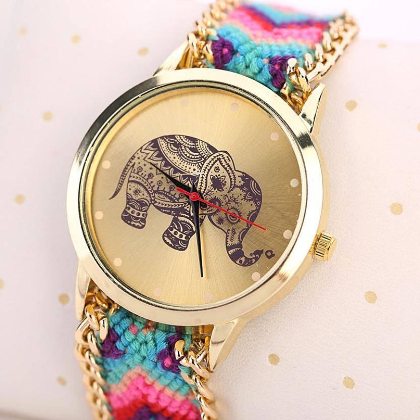 Boho Elephant Braided Watch - Floral Fawna